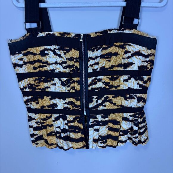 Dolce & Gabbana Tiger Print Bustier Style Zip Up Tank Top Size Euro 46= US 10 - Picture 3 of 9
